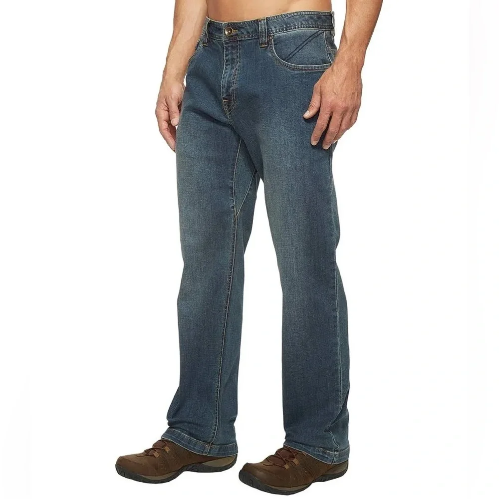 PrAna | Men's Medium Blue Denim Axiom Straight Leg Zip Fly Jeans Size 38W X 30L
